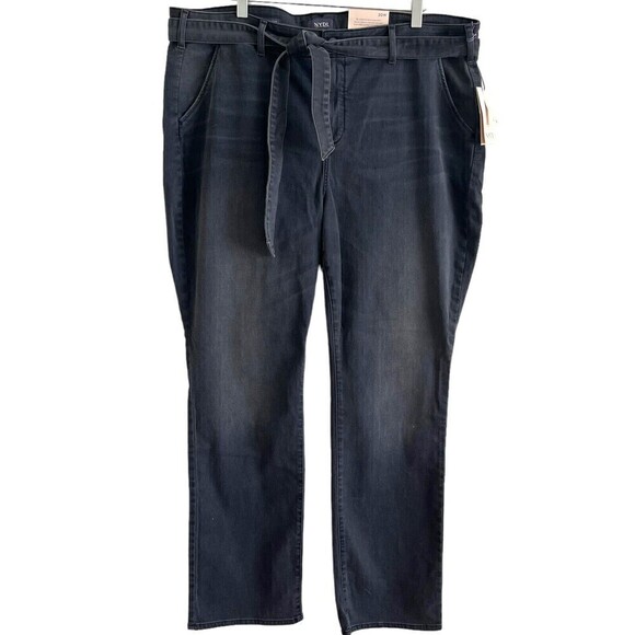 NYDJ Columbia Marilyn Tie Waist Straight Leg Pants Jeans Gray Stretch Size 20W - Picture 2 of 14